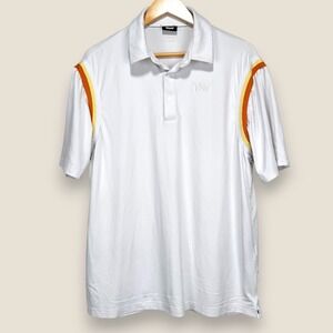 PXG Parsons Xtreme Golf Performance Polo Shirt Men Medium White Striped Wicking